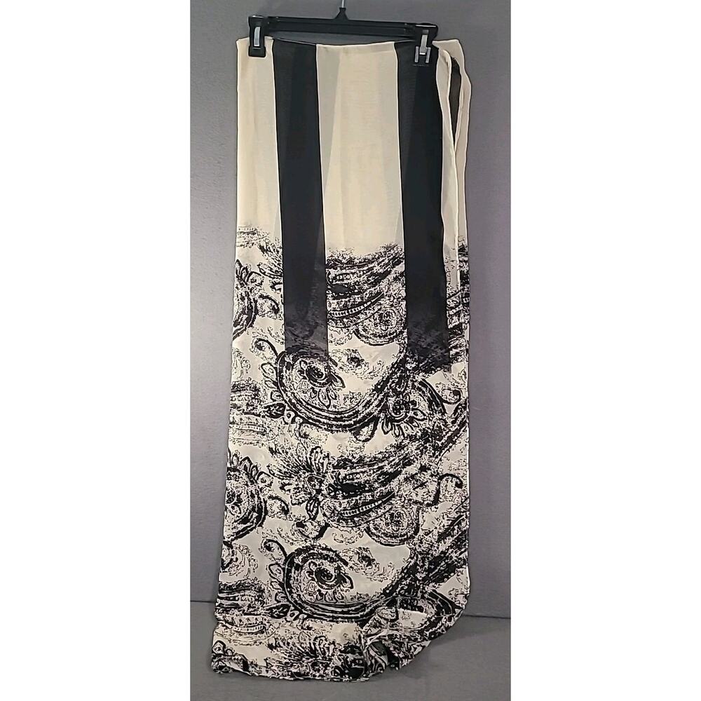 Black White Paisley Scarf Lightweight Classic Boho - Picture 2 of 4